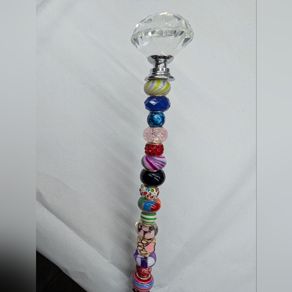 Beaded Fairy Wand/Plant Stake W/Multicolored Beads - Picture 2 of 4